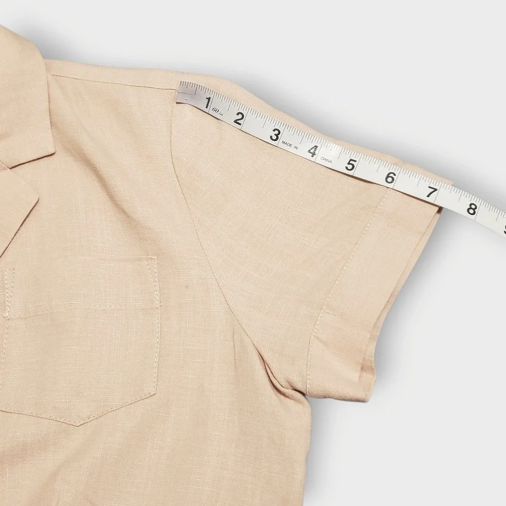J.Crew Wide Leg Linen Blend Jumpsuit Sz 4 Belted Pleated Short Sleeve Blush Pink - Picture 10 of 16